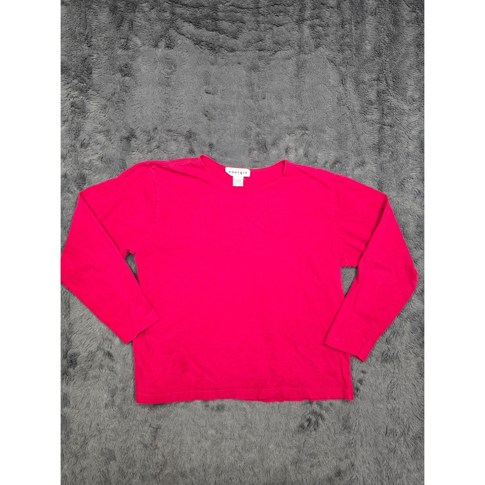 Energie Womens Pink Long Sleeve Cotton Crew Neck T-Shirt Size L RN33364